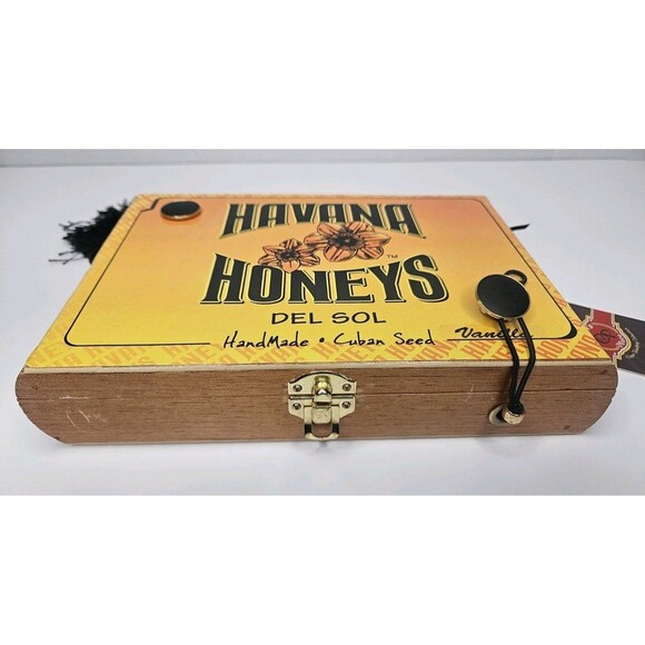 Havana Honeys Del Sol Vintage Wood Cigar Box Purse Orsons Place New W/strap - Picture 2 of 10